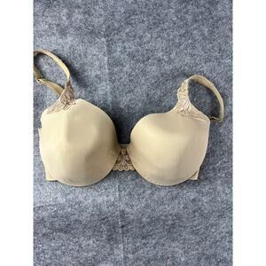 Lilyette Minimizer Bra 34DD Back Smoothing Tan‎ Nude Underwire Lace accents
